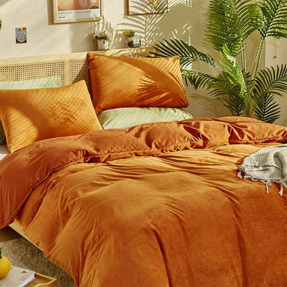 Burnt Orange Color Velvet Comforter Set Cal King Solid Rust Color Flannel Velvet Bedding Comforter Set All Caramel Colour 3 PCs Shaggy Soft Warm and Durable Flannel Blanket Cal King