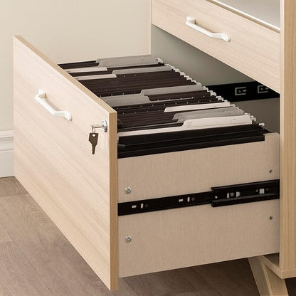 South Shore Helsy 2-Drawer File Cabinet, Lateral, Soft Elm and White
