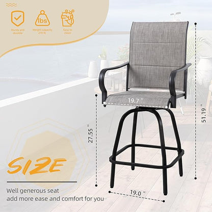 Shintenchi HGB-GR-C patio bar sets, Set of 2, Padded Gray