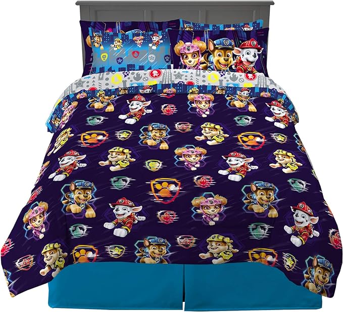 Franco Kids Bedding Super Soft Comforter and Sheet Set with Sham, 7 Piece Full Size, Paw Patrol Movie