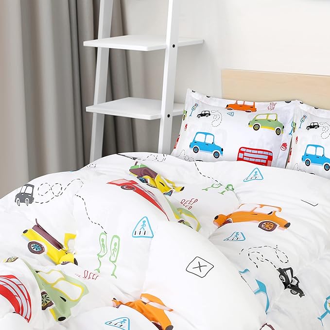 Utopia Bedding All Season Car Comforter Set with 2 Pillow Cases, 3 Piece Soft Brushed Microfiber Kids Bedding Set for Boys/Girls, Machine Washable (Twin, Pack of 6)