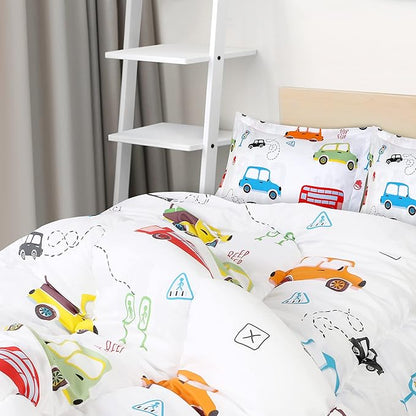 Utopia Bedding All Season Car Comforter Set with 2 Pillow Cases, 3 Piece Soft Brushed Microfiber Kids Bedding Set for Boys/Girls, Machine Washable (Twin)