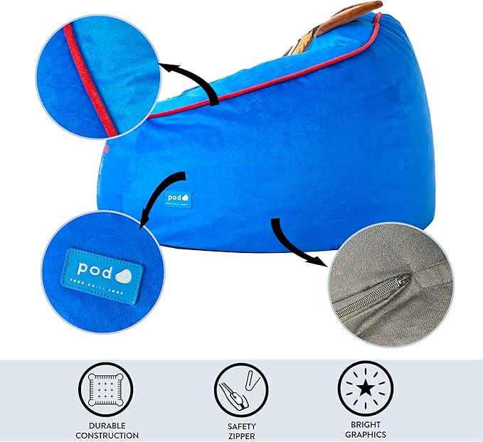 Idea Nuova Paw Patrol The Mighty Movie Hillside by pod Plush Kids Bean Bag Chair, 24" Wx24 Dx17 H