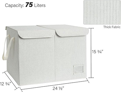 StorageWorks Toy Storage Organizer with Flip-Top Lids, Large Toy Chest for Living Room, Nursery Room, Playroom, Large Toy Bins for Toddlers, Gray and White Stripes, 24 ¾"L x 13" W x 16" H