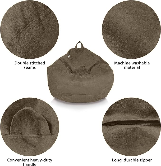 Bean Bag Stuffed Animal Storage Or Cover | No Filler | Extra Large | for Adults Or Kids | Double Stitched | Durable Zipper | Premium Microsuede