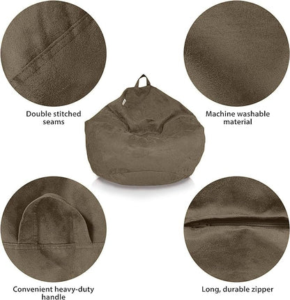 Bean Bag Stuffed Animal Storage Or Cover | No Filler | Extra Large | for Adults Or Kids | Double Stitched | Durable Zipper | Premium Microsuede