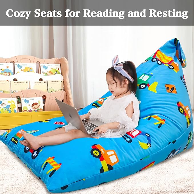 Jorbest Stuffed Animal Storage, Construction Stuffed Animal Bean Bag Storage, Soft Velvet Bean Bag Cover for Stuffed Animals, Bean Bag Chair for Kids and Adults - Cover ONLY (200L/52 Gal)