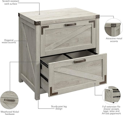 kathy ireland Home by Bush 2-Drawer Lateral File Cabinet, Letter/Legal, Cottage White, 29-Inch (CGF129CWH-03)