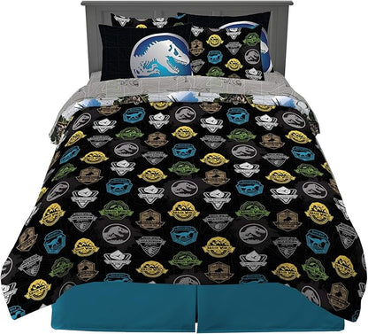 Franco Kids Bedding Super Soft Comforter and Sheet Set with Sham, 7 Piece Full Size, Jurassic World