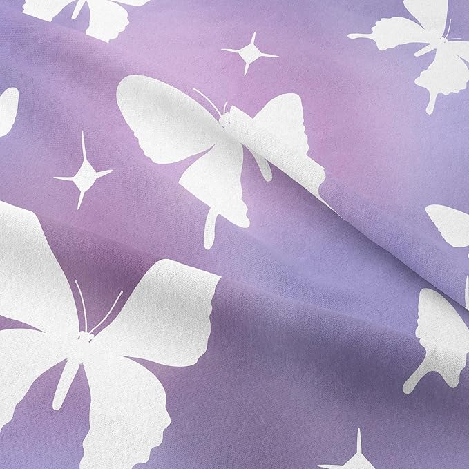 Tailor Shop Butterfly Comforter Sets King Size,Purple Butterfly Bedding Sets for Girls Kids Teens with 2 Pillowcase…