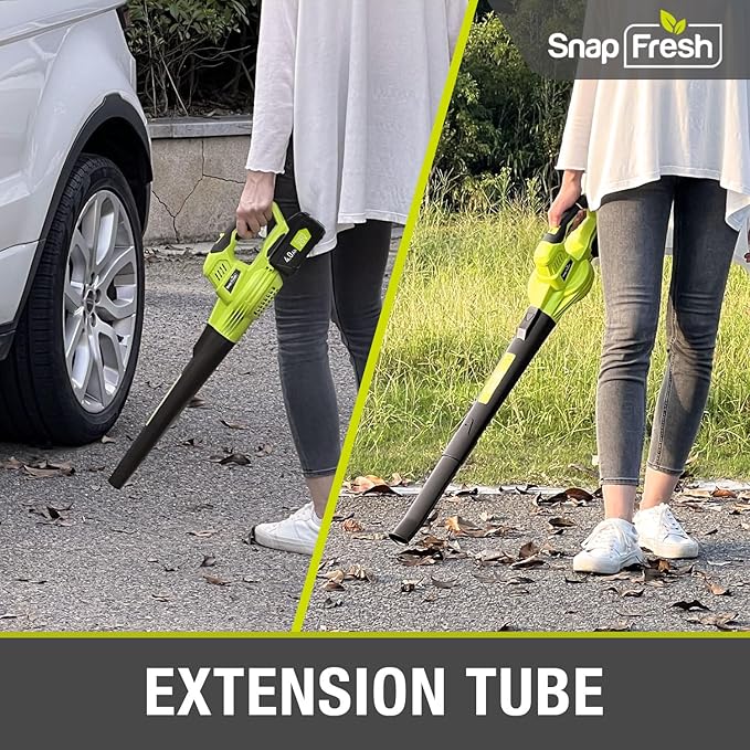 SnapFresh Leaf Blower, 20V Cordless Leaf Blower with 4.0Ah Battery & Fast Charger, 2 Speed Mode, Lightweight Electric Leaf Blower for Lawn Care, Leaf Blower for Patio Yard Sidewalk…
