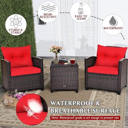 3 PCS Patio Furniture Set, OneSize, Red