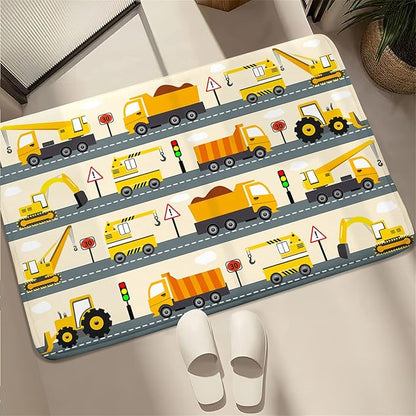 Construction Rug Car Rug Construction Rugs for Boys Room Cartoon Truck Area Rug Construction Play Mat Car Rug for Boys Room Construction Decor for Boys Room 2'×3'