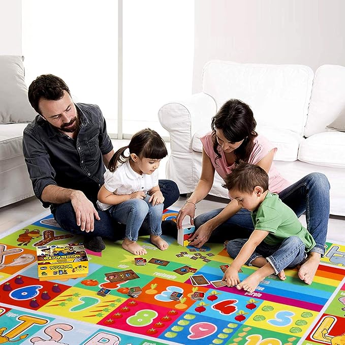 Kids Educational Rug Playtime Collection ABC, Numbers and Shapes Learning Carpet Kids Play Rug Mat Playmat for Playroom Bedroom, 55.1 x 43.3 inch
