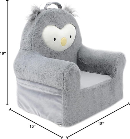 Soft Landing Grey Sweet Seats | Premium Character Chair with Carrying Handle & Side Pockets Owl