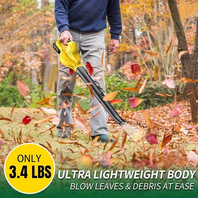 Cordless Leaf Blower Battery Powered: 20V Electric Leaf Blower with Charger and 4.0Ah Battery - Lightweight Small Blower Battery Operated for Driveway | Patio | Garage