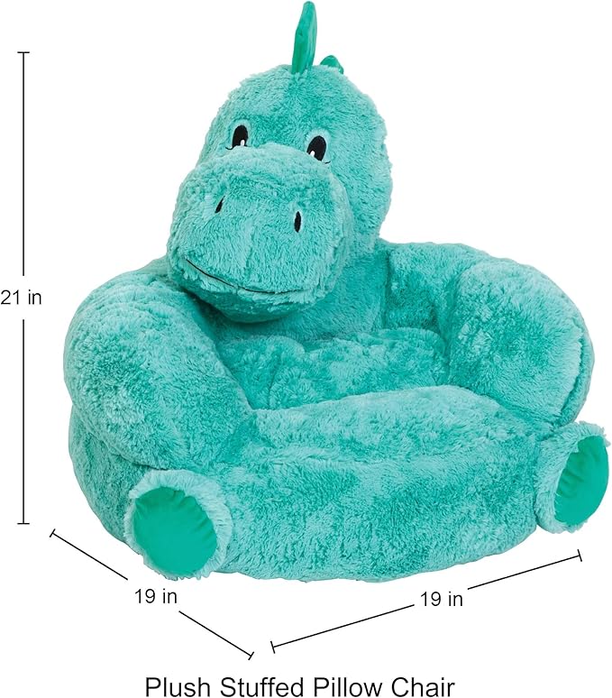 Trend Lab Dinosaur Toddler Chair Plush Character Kids Chair Comfy Furniture Pillow Chair for Boys and Girls, 21 x 19 x 19 inches