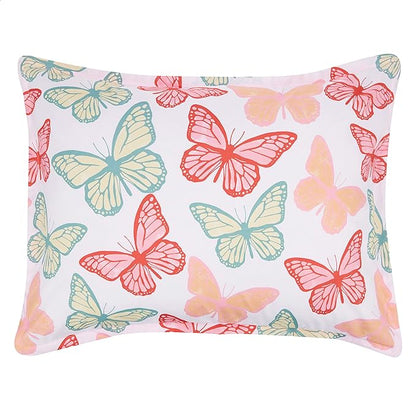 Amazon Basics Kid's Easy Care Microfiber Bed-in-a-Bag 5-Piece Bedding Set, Twin, Butterfly Friends
