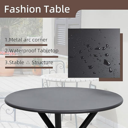 Shintenchi 3 Pieces Outdoor Patio Bistro Sets, Textilene Fabric Small Patio Furniture Set, Front Porch Chairs Conversation Set with Table for Lawn, Garden, Balcony, Poolside (Black)