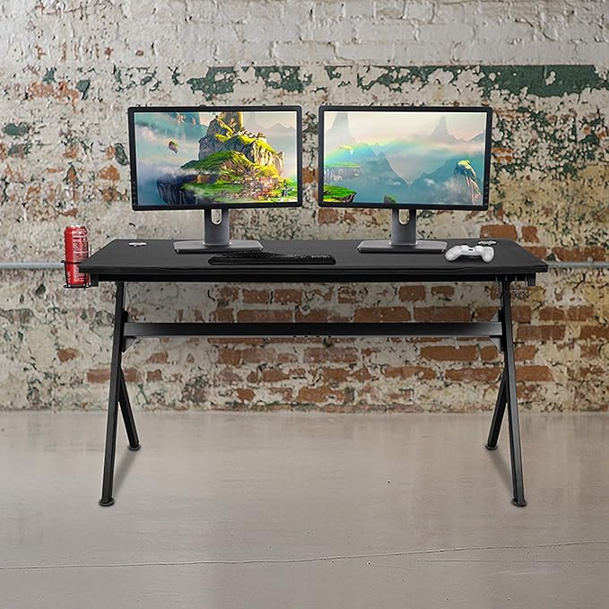 Flash Furniture Duncan 55" x 24" Extra Large Gaming Desk with Headphone Hook and Cup Holder - Free Mouse Pad