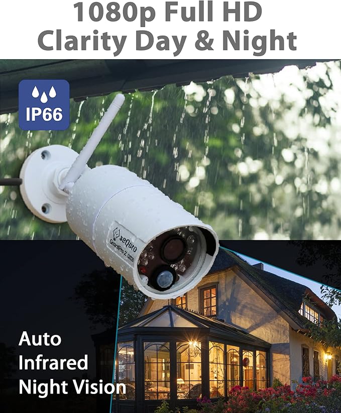 seQuro GuardPro 2 Wireless Security Camera System, 10.1-inch Touchscreen Monitor, 4CH DVR Kit, 1080p HD Outdoor Bullet Camera, Motion Detection, Night Vision, Waterproof, Free App, Home Security DVR