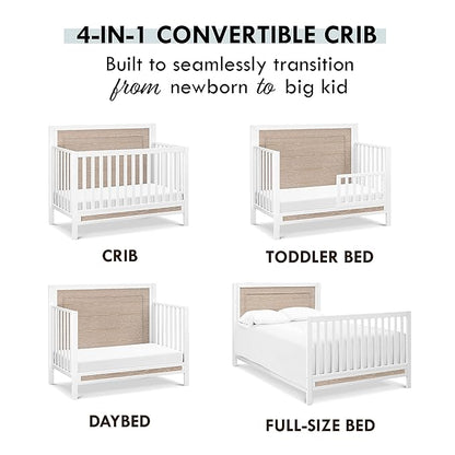 Carter's by DaVinci Radley 4-in-1 Convertible Crib in White & Coastwood, Greenguard Gold Certified