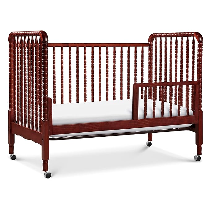 DaVinci Jenny Lind 3-in-1 Convertible Crib in Rich Cherry, Removable Wheels, Greenguard Gold Certified