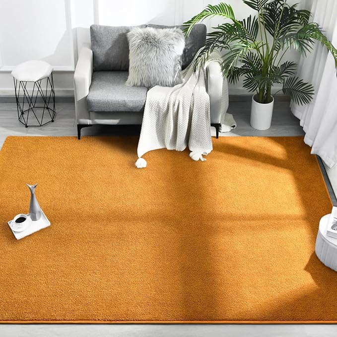 Area Rugs for Bedroom Living Room, 6x9 Orange Super Soft Comfy Thickened Memory-Foam Indoor Carpets, Modern Aesthetic Minimalist Carpet for Boys Girls Adults Apartment Nursery Home Décor