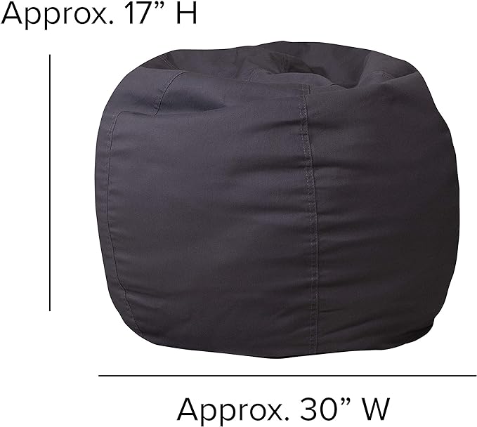 Flash Furniture Dillon Small Bean Bag Chair for Kids and Teens, Foam-Filled Beanbag Chair with Machine Washable Cover, Gray