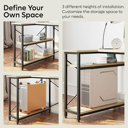 Bestier Small L Shaped Desk with Storage Shelves 47 Inch Corner Computer Desk Writing Study Table for Home Office Small Space, Gray