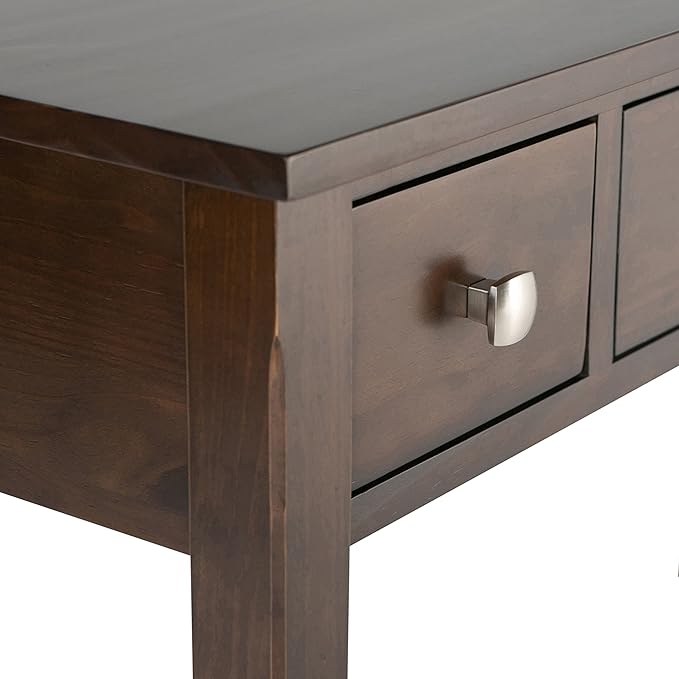 SIMPLIHOME Avalon SOLID WOOD Contemporary 47 Inch Wide Writing Office Desk in Dark Tobacco Brown, For the Office Desk, Writing Table, Workstation and Study Table