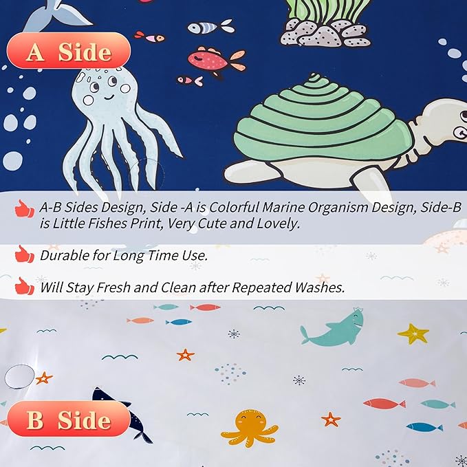 RYNGHIPY Kids Bedding Set for Full Bed Reversible Ocean Animals Print Comforter Set for Boys Girls Easy-Wash Super Soft Microfiber Bed Set (Navy Ocean,Full)