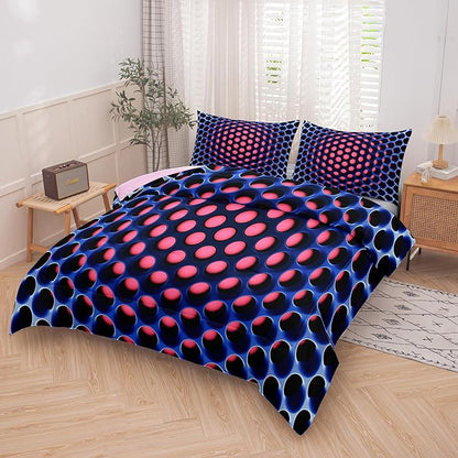 NINENINE Honeycomb Bedding Girls Comforter Set Twin Pink and Blue Bedding Geometric Stereoscopic Comforter Sets for Kids Geometrical Bed Set with 1 Comforter 1Pillowcase