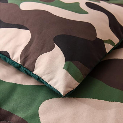 Meeting Story Camouflage Bedding Set, Green Camouflage Comforter Set, 3 PCS One Comforter and Two Pillowases, All Season Soft Bedspread for Teens Adults (Green, Full)
