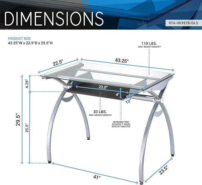 NicBex Laik-DW-00054-DX Desks, 43.25" W x 22.5" D x 29.5" H, White