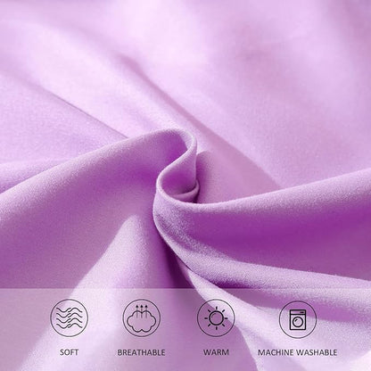 Lavender Purple Comforter for Queen Size Bed, Full Modern Bedding Set for Girls, Soft & Lightweight Chic Microfiber Bed Sets, 3 pcs-1 Comforter & 2 Pillowcases (90"x90")