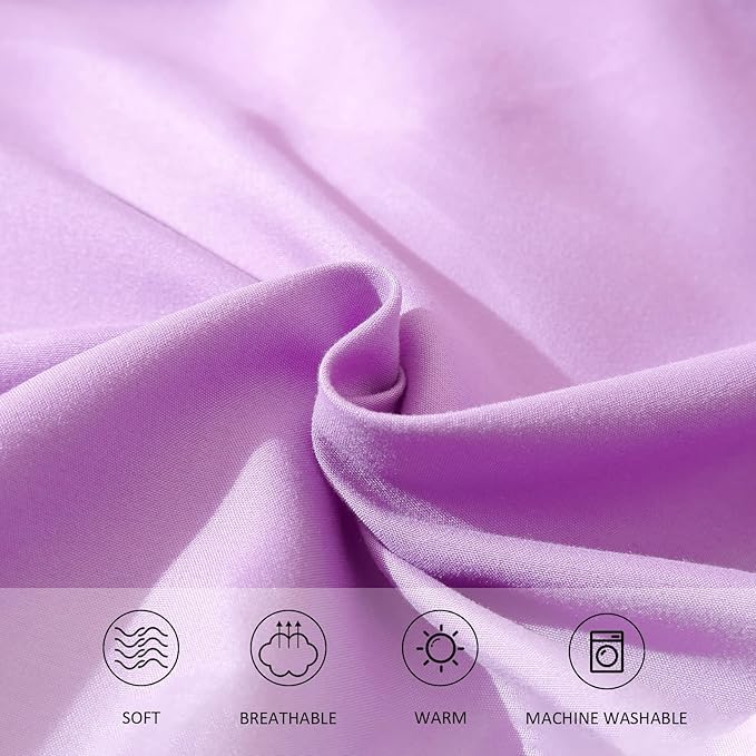 Lavender Purple Comforter King Size, Modern Bedding Set for Girls/Women, Cute Soft & Lightweight Chic Microfiber Bed Sets, 3 pcs-1 Comforter & 2 Pillowcases (104"x90")
