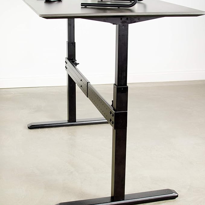 VIVO Black Universal Steel Clamp-on Desk Stabilizer Bar, 36 to 61.6 inch Bracket Support System for Sit to Stand Desk Frames, DESK-STB01B