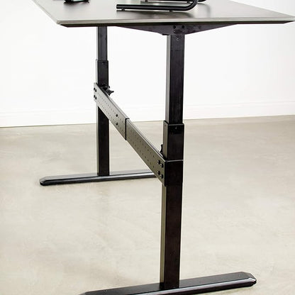 VIVO Black Universal Steel Clamp-on Desk Stabilizer Bar, 36 to 61.6 inch Bracket Support System for Sit to Stand Desk Frames, DESK-STB01B