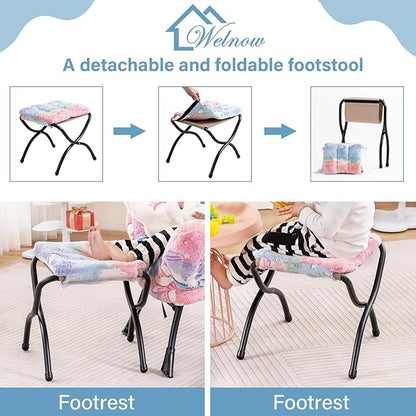 Welnow Toddler Kids Lazy Chair with Ottoman, Glow in The Dark Accent Comfy Lounge Children Armchair Couch with Removable Cover, Detachable Reading Chair with Footrest for Boy or Girl