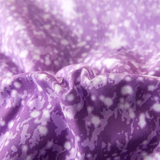 Holawakaka Kids Space Star Glitter Comforter Set Ombre Pink Purple Print Ombre Bedding Set Twin/Twin XL Size Girls Gradient Galaxy Dorm Bed Sets (Pink Purple,Twin)