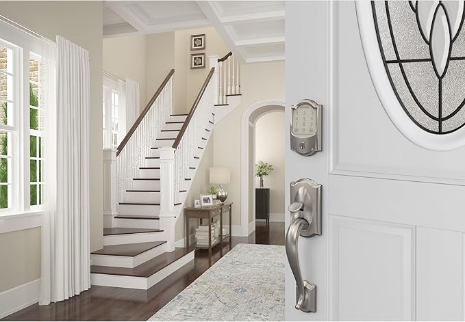 SCHLAGE Encode Smart Wi-Fi Deadbolt with Camelot Trim in Satin Nickel