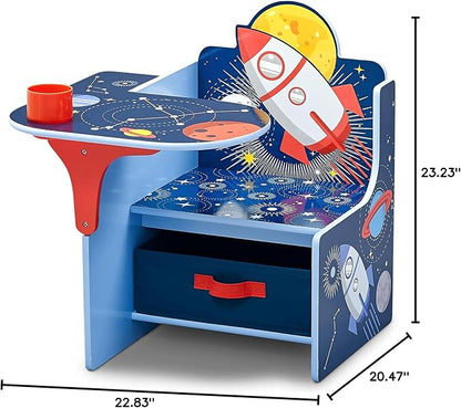 Delta Children Space Adventures Chair Desk with Storage Bin - Ideal for Arts & Crafts, Snack Time, Homeschooling, Homework & More - Greenguard Gold Certified, Blue
