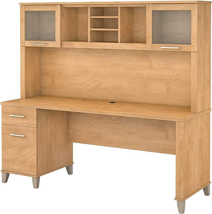 Bush Furniture Somerset 3 Position Sit to Stand L Shaped Desk, 72W, Maple Cross
