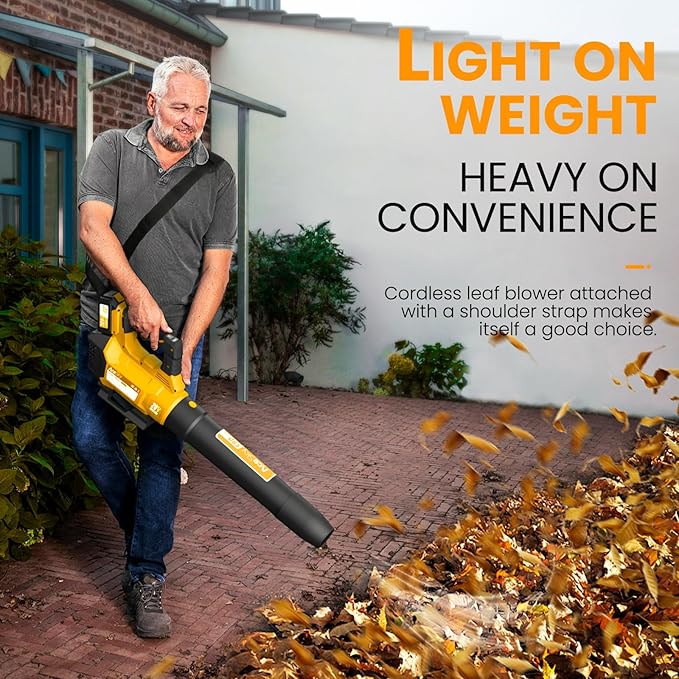 Leaf Blower Cordless, 580CFM/160MPH & 3 Speed Levels, Electric Cordless Leaf Blower with 2 * 4.0Ah Battery Powered, Blowers for Lawn Care, Blower with Extension Nozzle