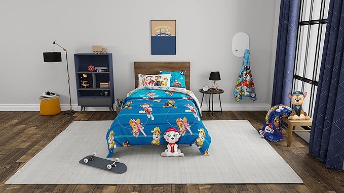 Paw Patrol Kids Bedding Super Soft Comforter and Sheet Set with Sham, 5 Piece Twin Size, (100% Officially Licensed Nickelodeon Product) By Franco