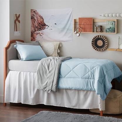 Bedsure Sky Blue Twin XL Comforter Set - 5 Pieces Reversible Twin XL Bed in a Bag Twin XL Bed Set with Comforters, Sheets, Pillowcase & Sham, Twin XL Bedding Sets