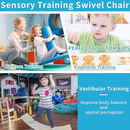 Kids Sensory Swivel Chair, Autism Sensory Chair, Spinning Chair for Autistic Kids, Small Space, Spin Seat, Metal Base, Non-Slip Design, Blue