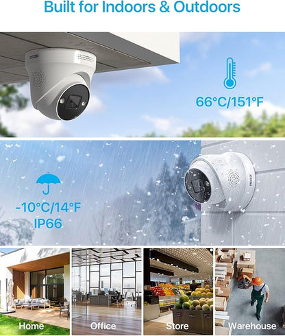 ZOSI 4K 8CH Spotlight PoE Security Camera System,6pcs 4K Wired Indoor Outdoor PoE IP Cameras with 2 Way Audio,Night Vision,Human Detection,Smart Light Alarm,8CH 8MP NVR with 2TB HDD for 24/7 Record