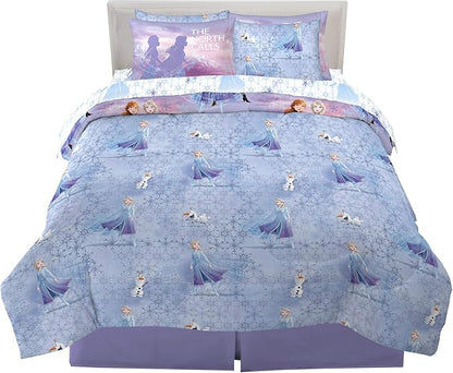Disney Frozen 2 Kids Bedding Super Soft Comforter and Sheet Set with Sham, 7 Piece Full Size, "Official" Disney Product By Franco